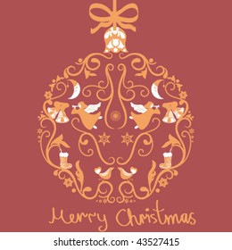  Orange Christmas ball illustration.