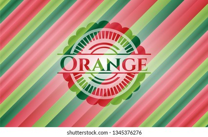 Orange christmas emblem background.