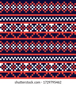 Orange Christmas fair isle pattern background for fashion textiles, knitwear and graphics