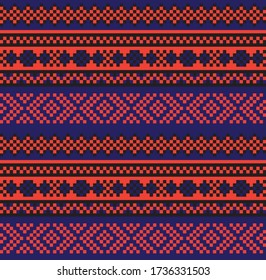 Orange Christmas fair isle pattern background for fashion textiles, knitwear and graphics