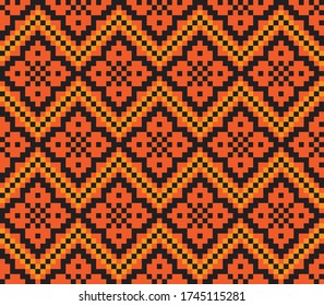 Orange Christmas fair isle pattern background for fashion textiles, knitwear and graphics