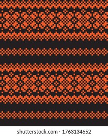 Orange Christmas fair isle pattern background for fashion textiles, knitwear and graphics