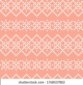 Orange Christmas fair isle pattern background for fashion textiles, knitwear and graphics