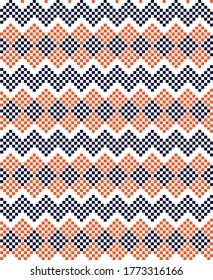 Orange Christmas fair isle pattern background for fashion textiles, knitwear and graphics