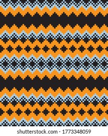 Orange Christmas fair isle pattern background for fashion textiles, knitwear and graphics