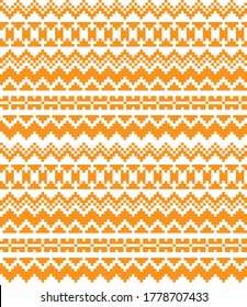 Orange Christmas fair isle pattern background for fashion textiles, knitwear and graphics