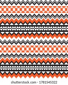 Orange Christmas fair isle pattern background for fashion textiles, knitwear and graphics