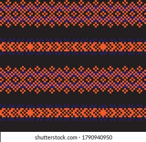 Orange Christmas fair isle pattern background for fashion textiles, knitwear and graphics