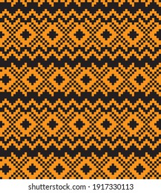Orange Christmas fair isle pattern background for fashion textiles, knitwear and graphics