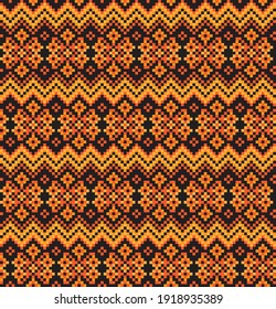 Orange Christmas fair isle pattern background for fashion textiles, knitwear and graphics