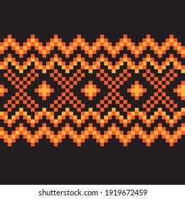 Orange Christmas fair isle pattern background for fashion textiles, knitwear and graphics