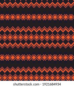 Orange Christmas fair isle pattern background for fashion textiles, knitwear and graphics