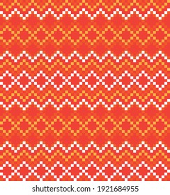 Orange Christmas fair isle pattern background for fashion textiles, knitwear and graphics