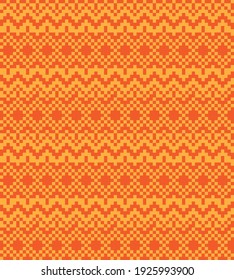 Orange Christmas fair isle pattern background for fashion textiles, knitwear and graphics