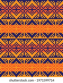 Orange Christmas fair isle pattern background for fashion textiles, knitwear and graphics