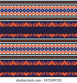 Orange Christmas fair isle pattern background for fashion textiles, knitwear and graphics