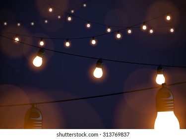 Orange Christmas, Party Lights background. Glowing lights