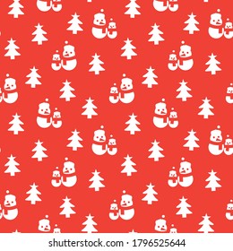 Orange Christmas Snowman seamless pattern background for website graphics, fashion textile