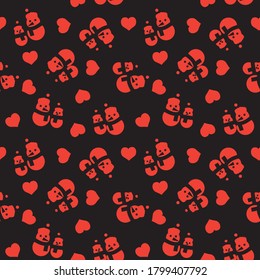 Orange Christmas Snowman seamless pattern background for website graphics, fashion textile