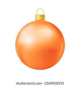 Orange Christmas tree ball isolated in white background