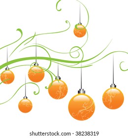 Orange Christmas tree balls, vector illustration