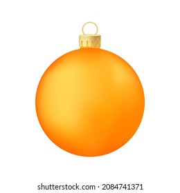 Orange Christmas tree toy or ball Volumetric and realistic color illustration