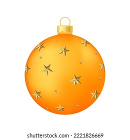 Orange Christmas tree toy or ball Volumetric and realistic color illustration