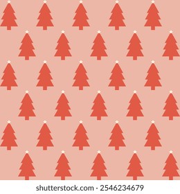 orange christmas trees seamless pattern. for surface pattern design, print, wallpaper, wrapping paper, fabric.