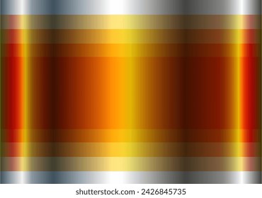 Orange Chrom Metall 3D Hintergrund, glänzendes und glänzendes metallisches Design mit Streifenmuster, Vektor-Illustration.
