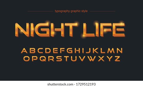 Orange Chrome Mettalic Sports Typography Artistic Font Design