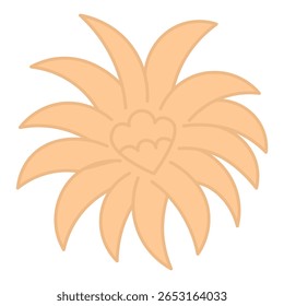 Orange chrysanthemum. Flower with patterned petals and core. Color vector illustration. Isolated white background. Flat style. Idea for web design.