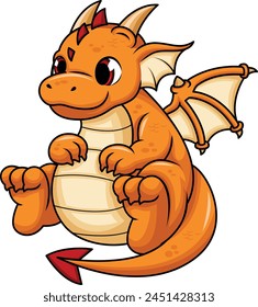 Orange chubby dragon vector illustration