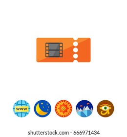 Orange cinema ticket icon