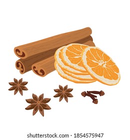 Orange orange with cinnamon and cloves, aromatic, slices