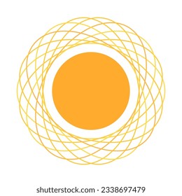 Orange circle with abstract frame around brochure element design. Vector illustration with empty copy space for text. Editable shape for poster decoration. Creative and customizable frame
