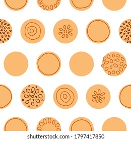 Orange circle abstract vector isolated seamless pattern