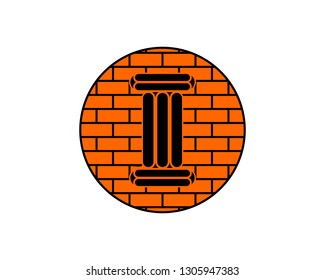 orange circle bricks pillar logo icon design 2