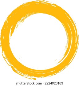 Orange circle brush stroke vector isolated on white background. Orange enso zen circle brush stroke. For stamp, seal, ink and paintbrush design template. Grunge hand drawn circle shape, vector