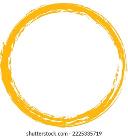 Orange circle brush stroke vector isolated on white background. Orange enso zen circle brush stroke. For stamp, seal, ink and paintbrush design template. Grunge hand drawn circle shape, vector
