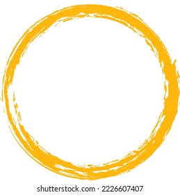Orange circle brush stroke vector isolated on white background. Orange enso zen circle brush stroke. For stamp, seal, ink and paintbrush design template. Grunge hand drawn circle shape, vector