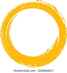 Orange circle brush stroke vector isolated on white background. Orange enso zen circle brush stroke. For stamp, seal, ink and paintbrush design template. Grunge hand drawn circle shape, vector
