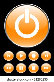 Orange circle buttons for player.