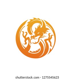 Orange Circle Dragon Emblem Logo