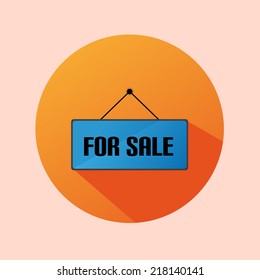 Orange Circle Flat Label Icon For Sale