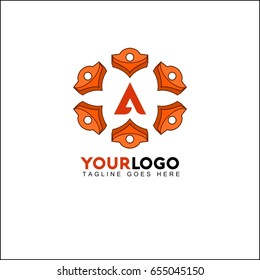 A orange circle flower letter logo design. Elegant vector illustration. Luxury brand identity.