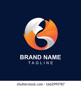 Orange Circle Fox Logo Design Template