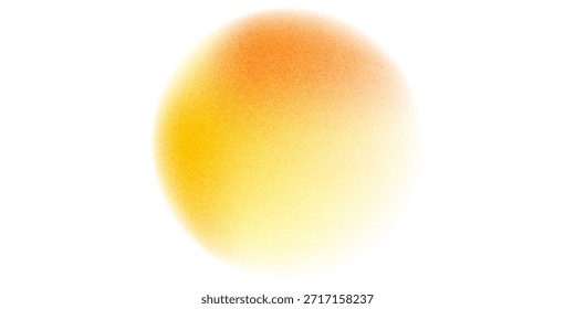 Orange circle gradient noise gradation. Abstract color watercolor blur mesh shape on white background. Gradient aura, grain neon blob with noise effect vector illustration.