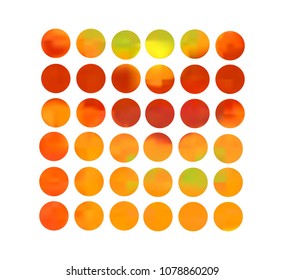 Orange circle gradient set with modern abstract backgrounds. Color fluid covers for calendar, brochure, invitation, cards. Template with round gradient set for screens and mobile app.