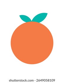 Orange circle icon. Simple shape of fruit. Abstract element in bold color, flat style, modern aesthetic, and playful design. Ideal for use in graphic projects or trendy visuals.