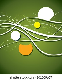 Orange circle on green wave background - flyer design